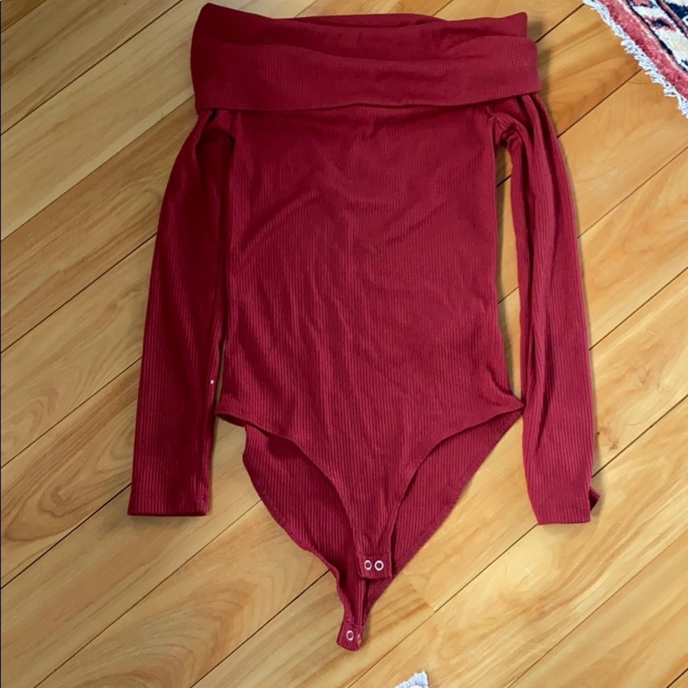 Red off the shoulder bodysuit